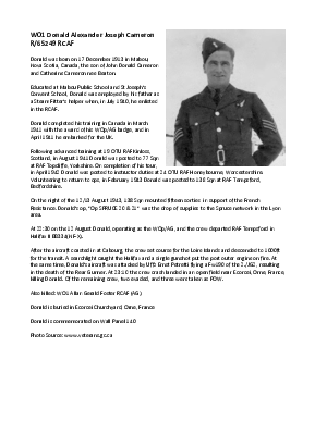 A preview of a PDF biography for Cameron, Donald Alexander Joseph